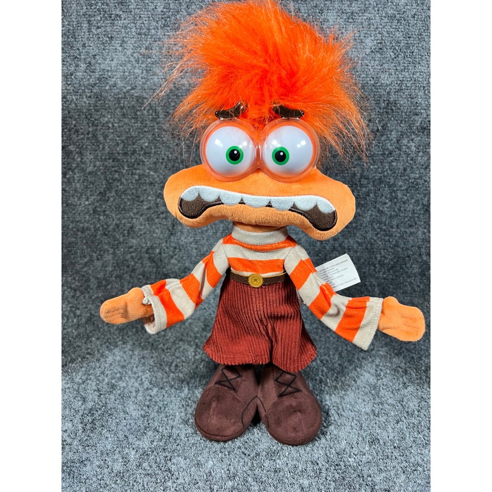 Disney Pixar Inside Out 2 Anxiety Plush Stuffed Toy Orange Hair Striped Sweater